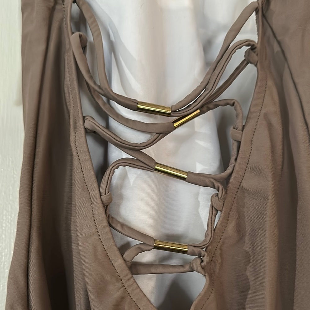VENUS Taupe Swimsuit with Thin Straps - Picture 4 of 5